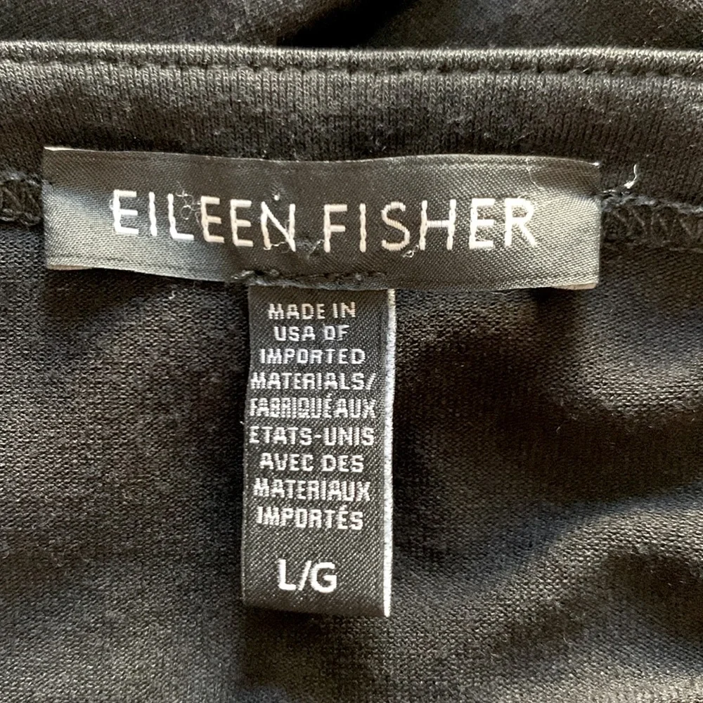 Eileen Fisher Black Minimalist Crew Neck Long Sleeve Blouse Size L